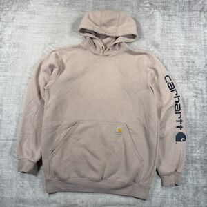 Carhartt Hoodie Womans Medium Mauve Loose Fit Sleeve Logo Workwear K288 V61